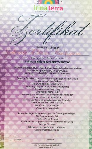 Zertifikat - Heilerausbildung
